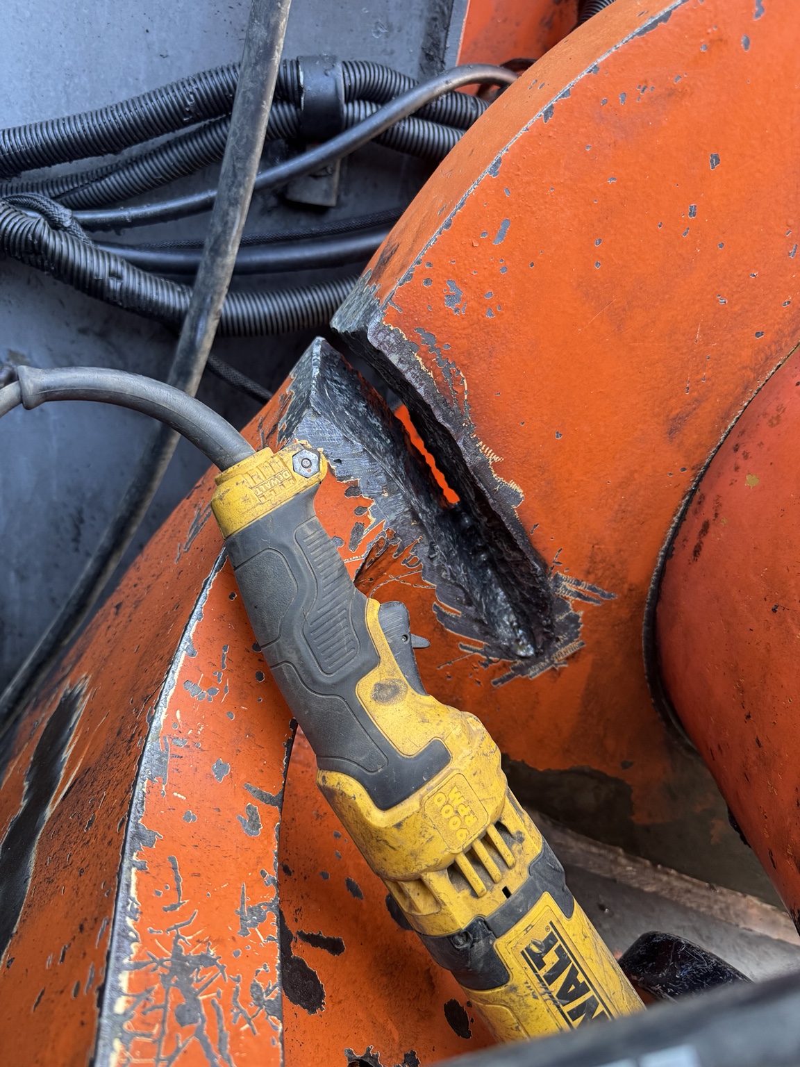 Heavy equipment crack repair weld preparation